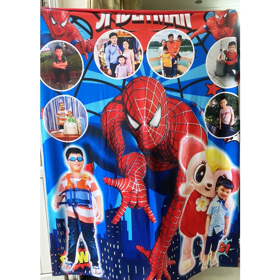 Chăn spiderman in ảnh bé