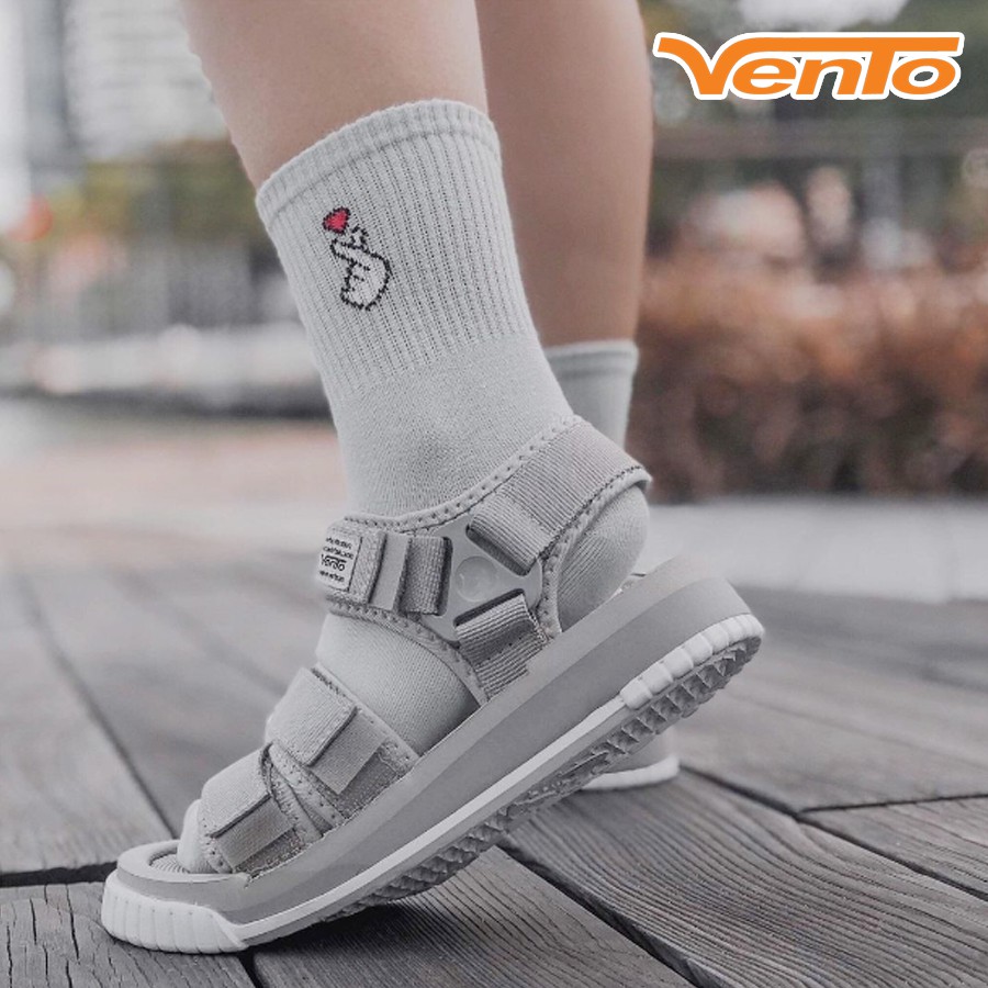 Giày Sandal Vento Nam Nữ 3 Quai SD9801 Màu Xám Ghi