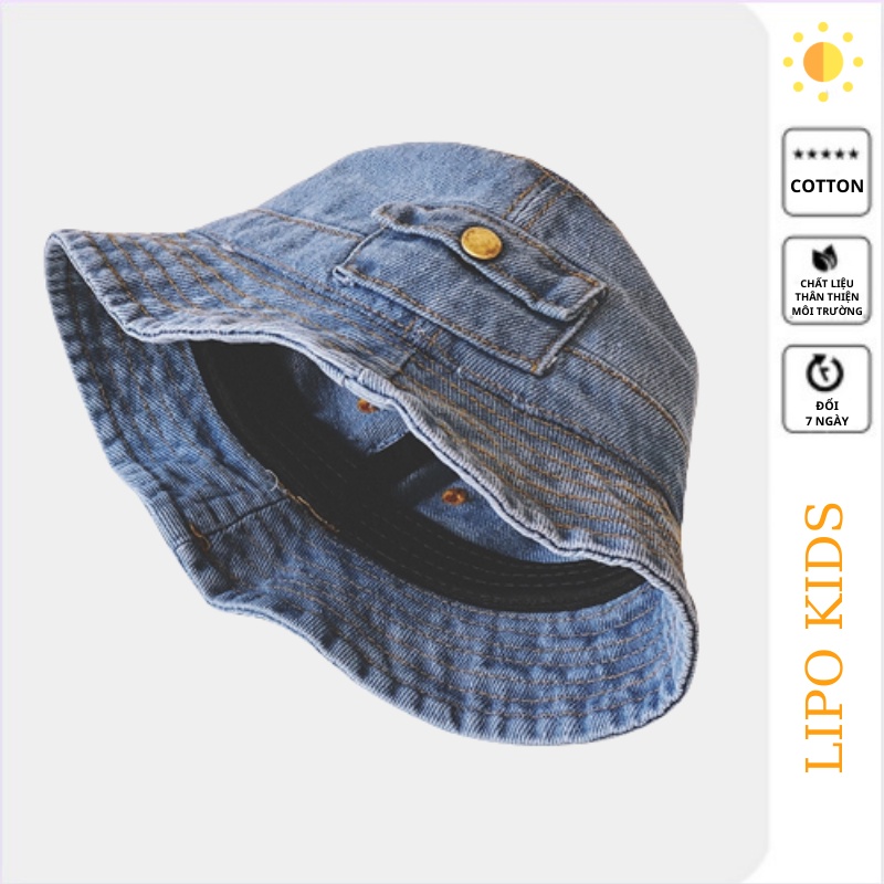 Mũ tròn jean cho bé trai bé gái Nón bucket trẻ em