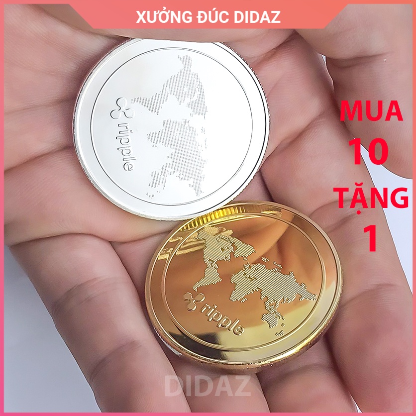 Đồng Xu XRP Ripple, Bitcoin mạ vàng, bạc làm đồ lưu niệm, sưu tầm, trang trí phòng làm việc, quà tặng khách hàng XRP01