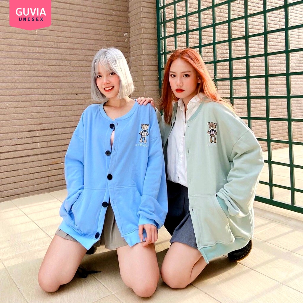 Áo khoác nỉ Cardigan ARMOUS gấu XX form rộng Unisex Áo nỉ nữ Cardigan bomber jacket AKN27 Guvia | BigBuy360 - bigbuy360.vn