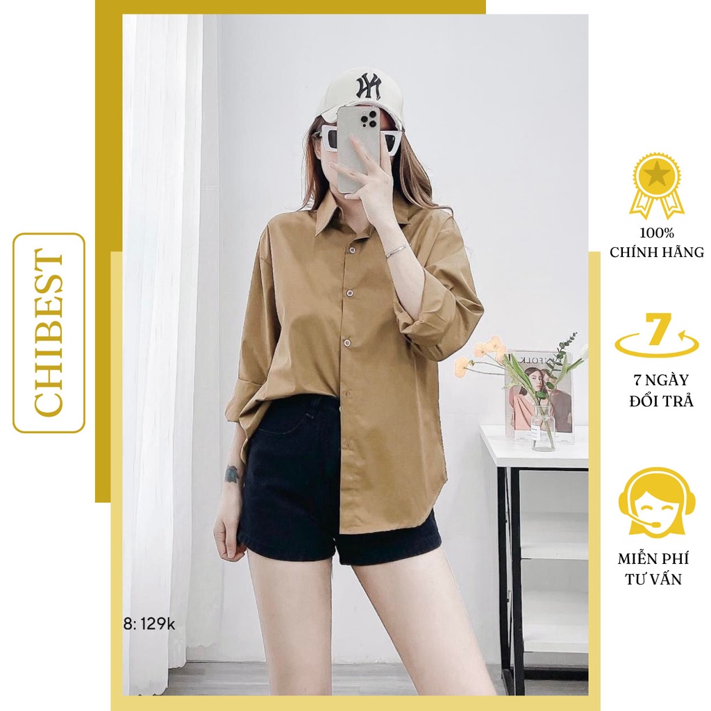 Áo sơ mi nữ dài tay chất Kate nhiều màu basic trơn form rộng dáng suông thời trang nữ CHIBEST AAB58