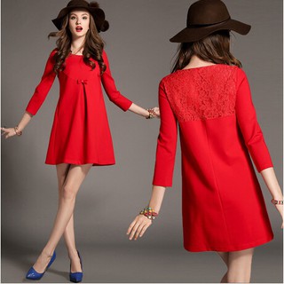 Đầm bầu tay dài phối ren