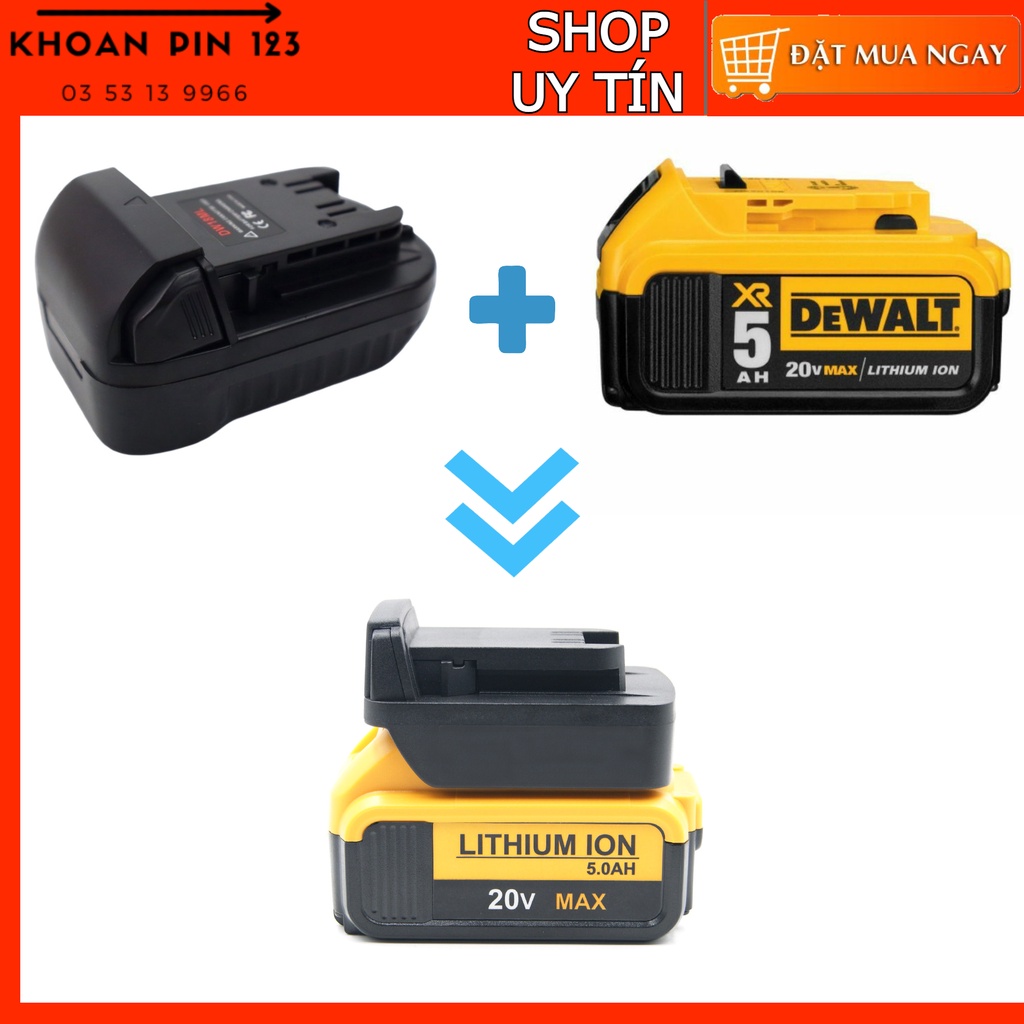 Đế chuyển pin Dewalt 18v thành pin Milwaukee 18v 20v tiện lợi DW18ML