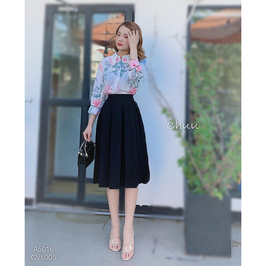 Chân váy xếp ly dài dáng xòe midi qua gối CHUU CV5005 | BigBuy360 - bigbuy360.vn