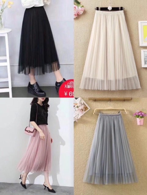 CHÂN VÁY XẾP LY LƯỚI DÁNG DÀI MS11023 (K1-2)