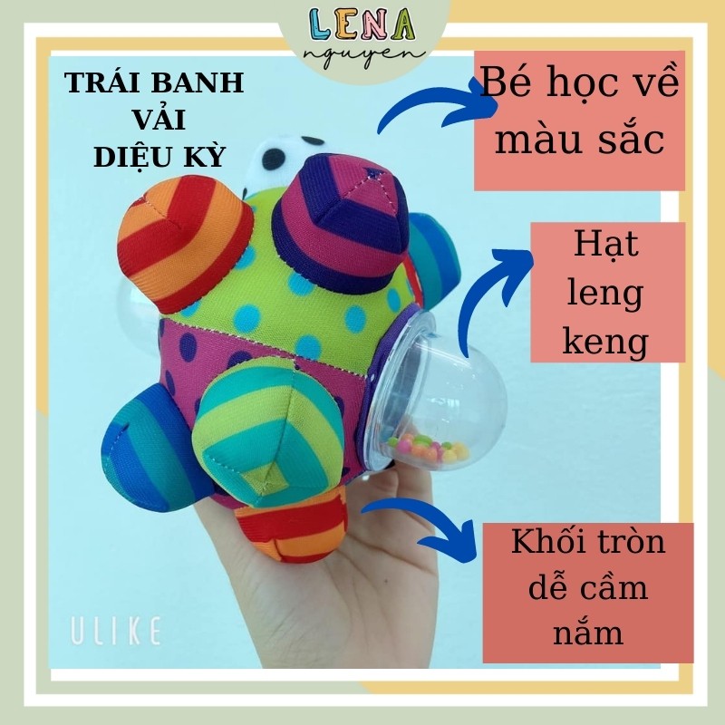 Trái banh vải diệu kỳ Lamaze by Tommy 𝑭𝑹𝑬𝑬𝑺𝑯𝑰𝑷 Bóng đa giác quan leng keng cho bé phát triển thị giác, thính giác