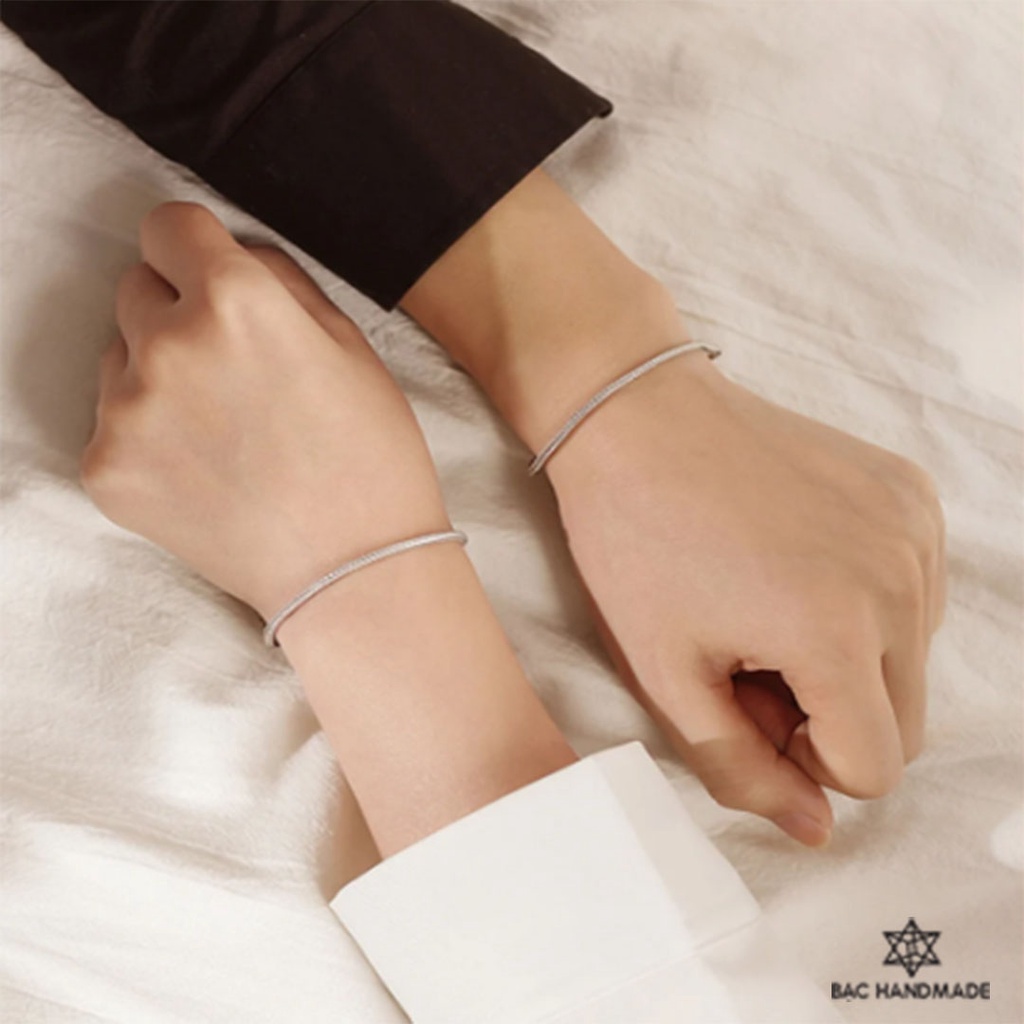 Lắc tay Bạc Handmade.Vòng tay mì trơn bạc nguyên chất-Bạc Handmade
