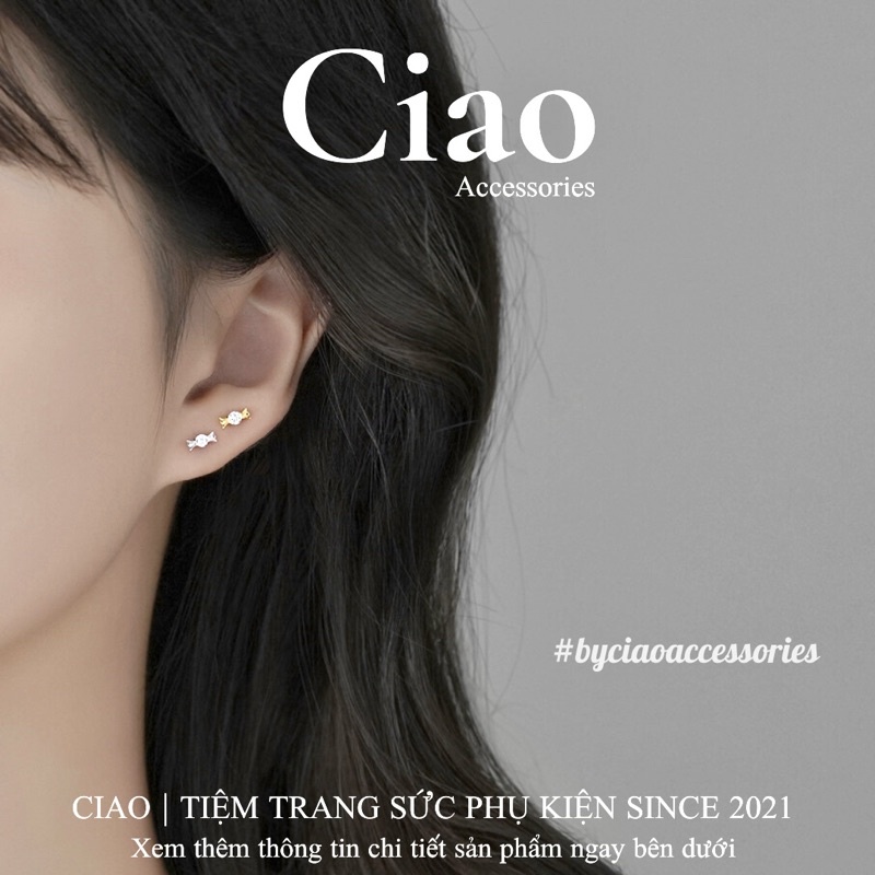 Khuyên tai/ Bông tai mạ bạc S925 thiết kế hình viên kẹo Candy Tiny Ciao