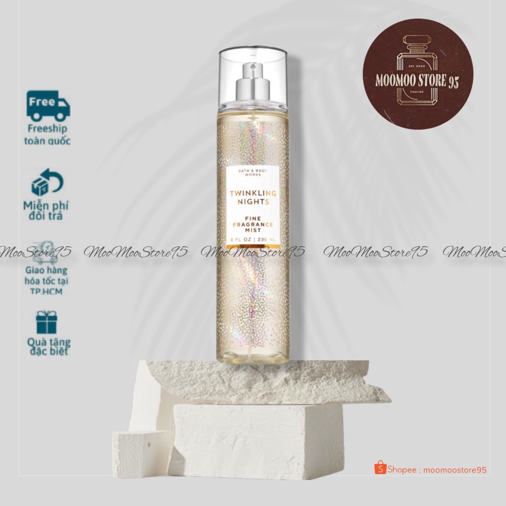 Xịt thơm body mist 𝐁𝐚𝐭𝐡 &amp;𝐁𝐨𝐝𝐲 𝐖𝐨𝐫𝐤𝐬 - Twinkling Nights