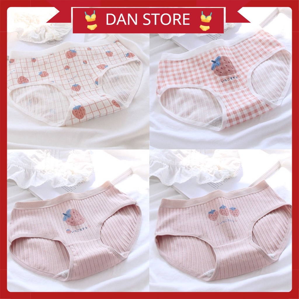 Quần Lót Nữ - Quần Lót Nữ Set Cotton gân tăm Dâu hồng cạp chun thiết kế mềm mại thoáng mát DAN STORE MÃ A292