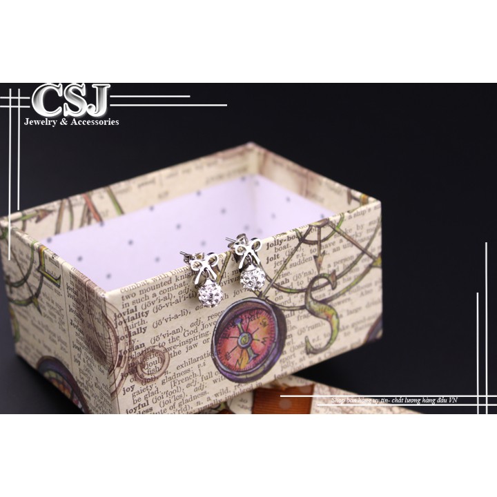 Bông tai (hoa tai) hình nơ gắn trái châu cực xinh