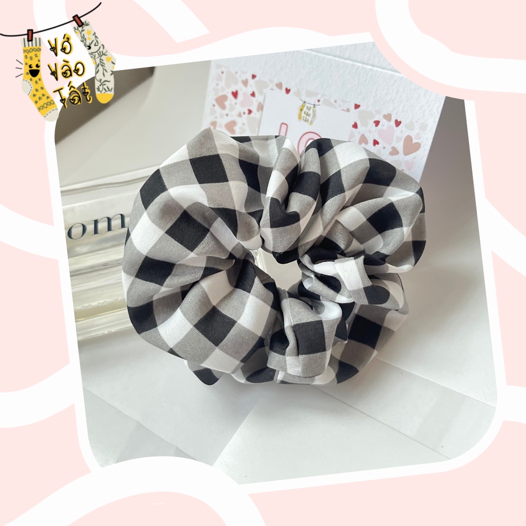 [quà tặng] Đồ buộc tóc scrunchies caro bản to mềm