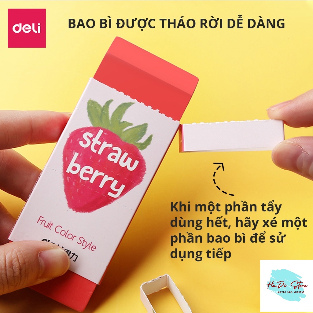 Gôm tẩy siêu to hình vẽ hoa quả dùng lâu dài DELI-71050