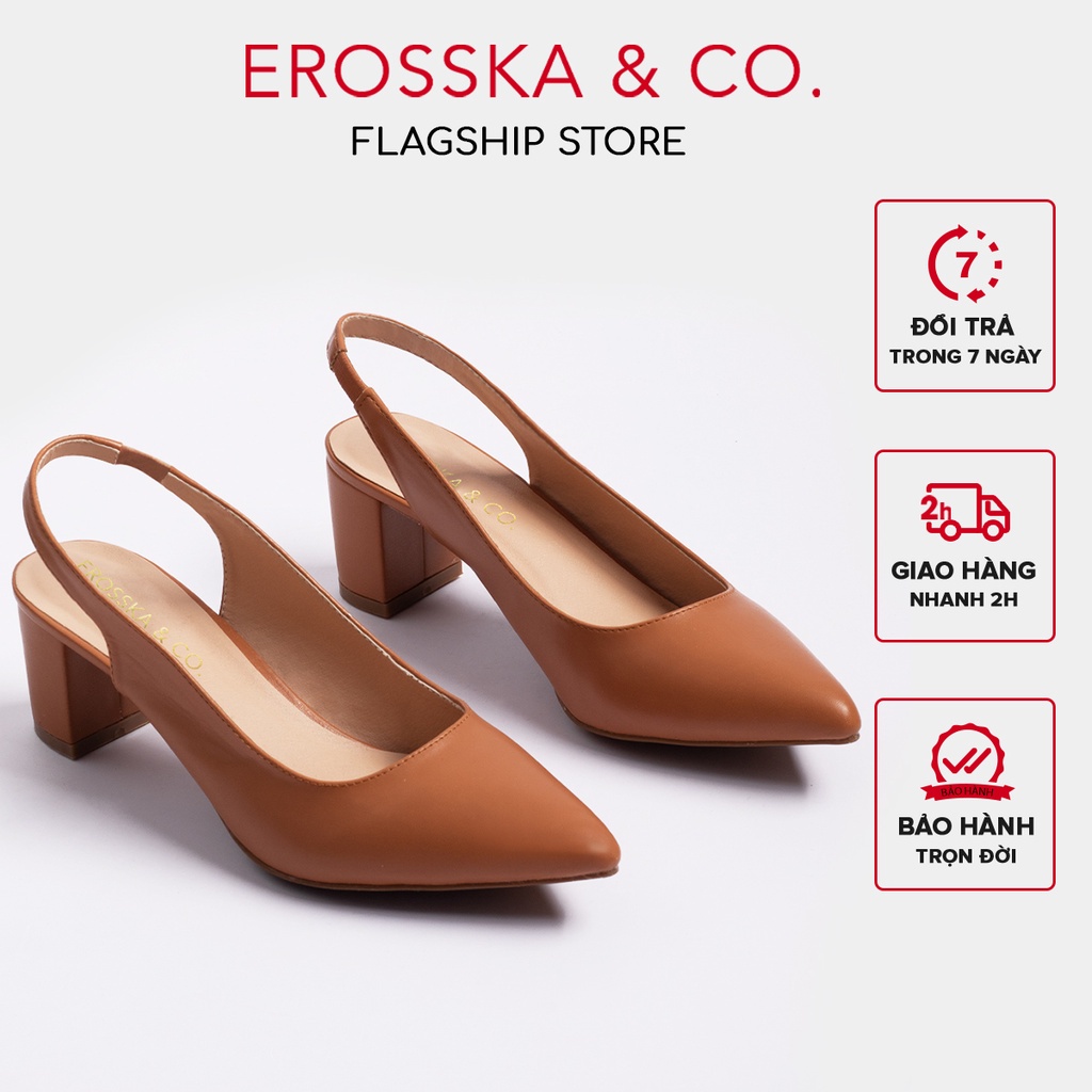 Giày cao gót Erosska thời trang mũi nhọn phối dây hở gót cao 5cm _EH015