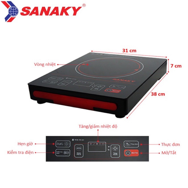 Bếp hồng ngoại Sanaky SNK 2101 kèm nồi & vỉ