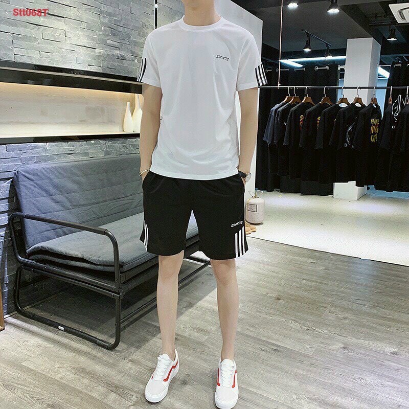 Sét Bộ Shorrt Sọc Nam Chất Mè Thái Form Dưới 70kg Mát Mẻ TTVV0055