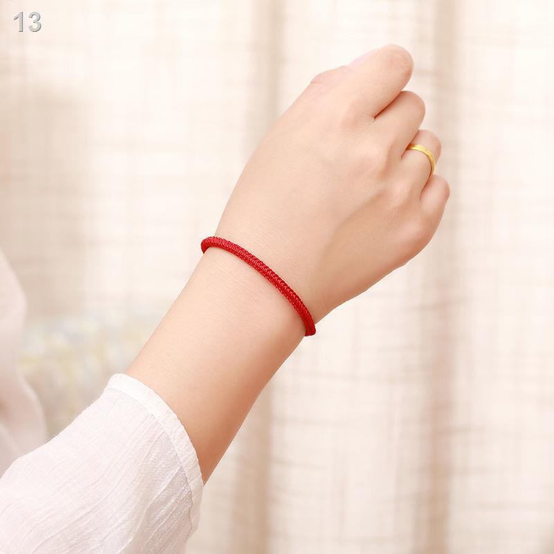 Vòng tay dây thừng màu đỏ dệt vài sợi mỏng đơn giản học sinh mở cổ chân sau Tai Sui
