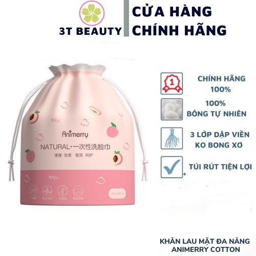 Khăn lau mặt khô tẩy trang đa năng ANIMERRY COTTON cao cấp