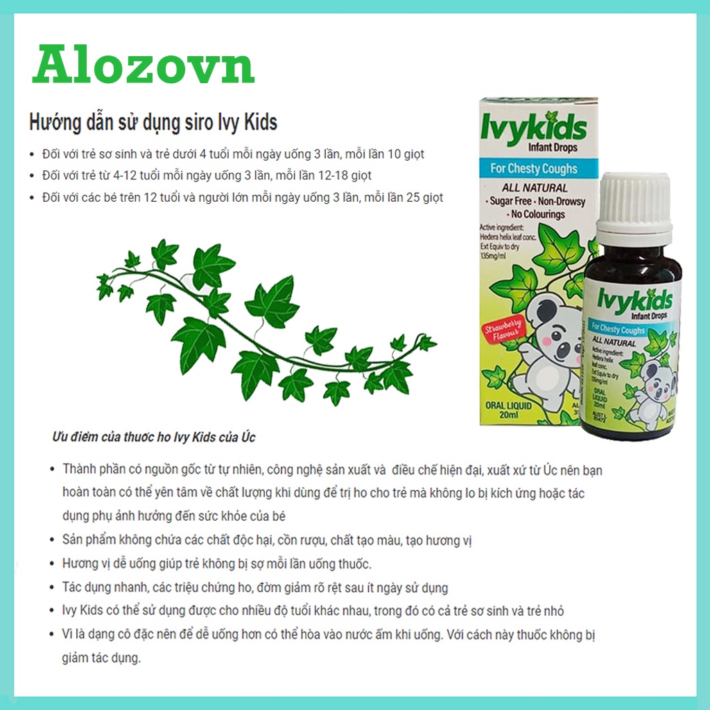 Siro giảm ho Ivy Kids Úc cho trẻ