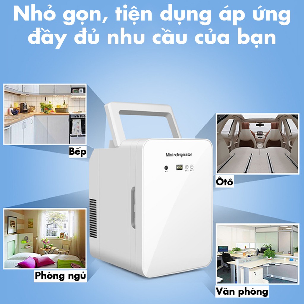 [ĐẠI HẠ GIÁ] Tủ lạnh mini 10 lít có hiện thị nhiệt độ dùng cho gia đình và ô tô