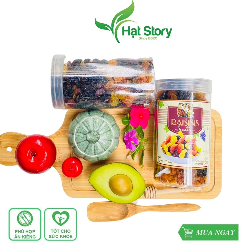 500Gr Nho Sấy Dẻo 3 Màu Chile Thơm, Ngon, Đóng Hộp.