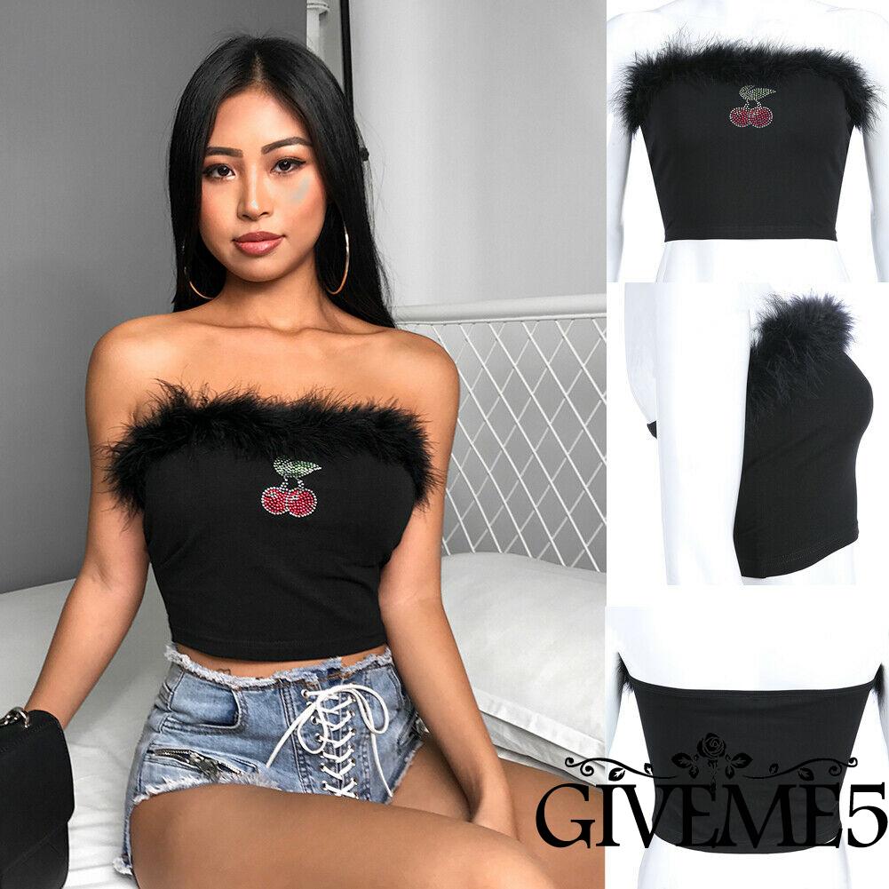 Áo Lửng Cúp Ngực In Họa Tiết Quả Cherry Quyến Rũ Dành Cho Nữ