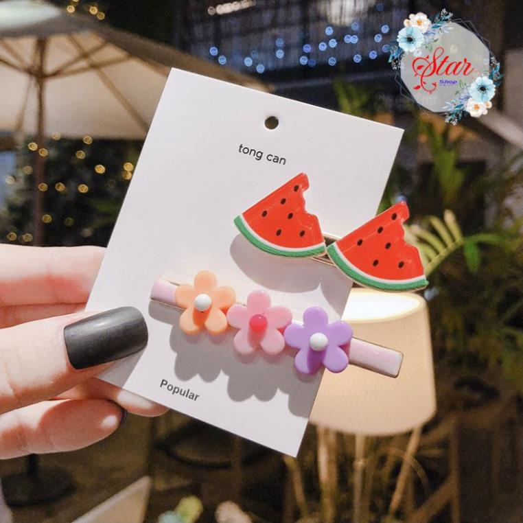 Set 2 Kẹp tóc bấm màu hoa quả hottrend C10
