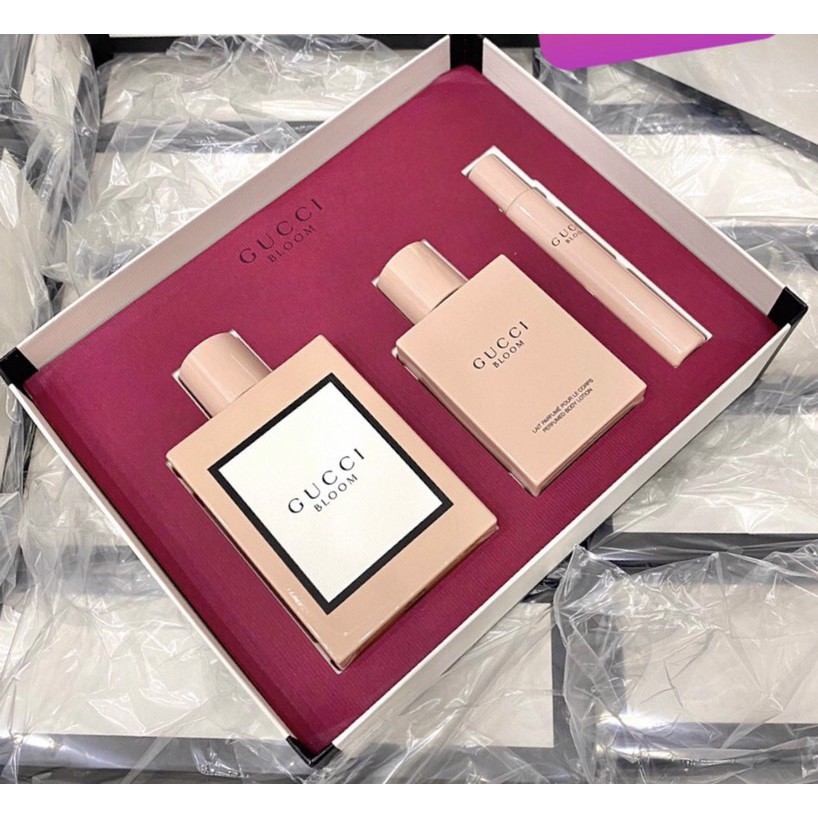 Gift Set Nước Hoa Nữ Gucci Bloom EDP 3 Món - Bộ nước hoa 