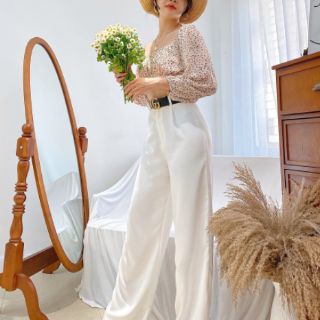 CROP TOP TAY PHỒNG BO NGỰC HOA