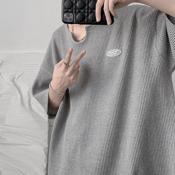 Áo Thun Dệt Kim Cổ Chữ V Thời Trang Mùa Hè Phong Cách Hàn Quốc Cho Nam