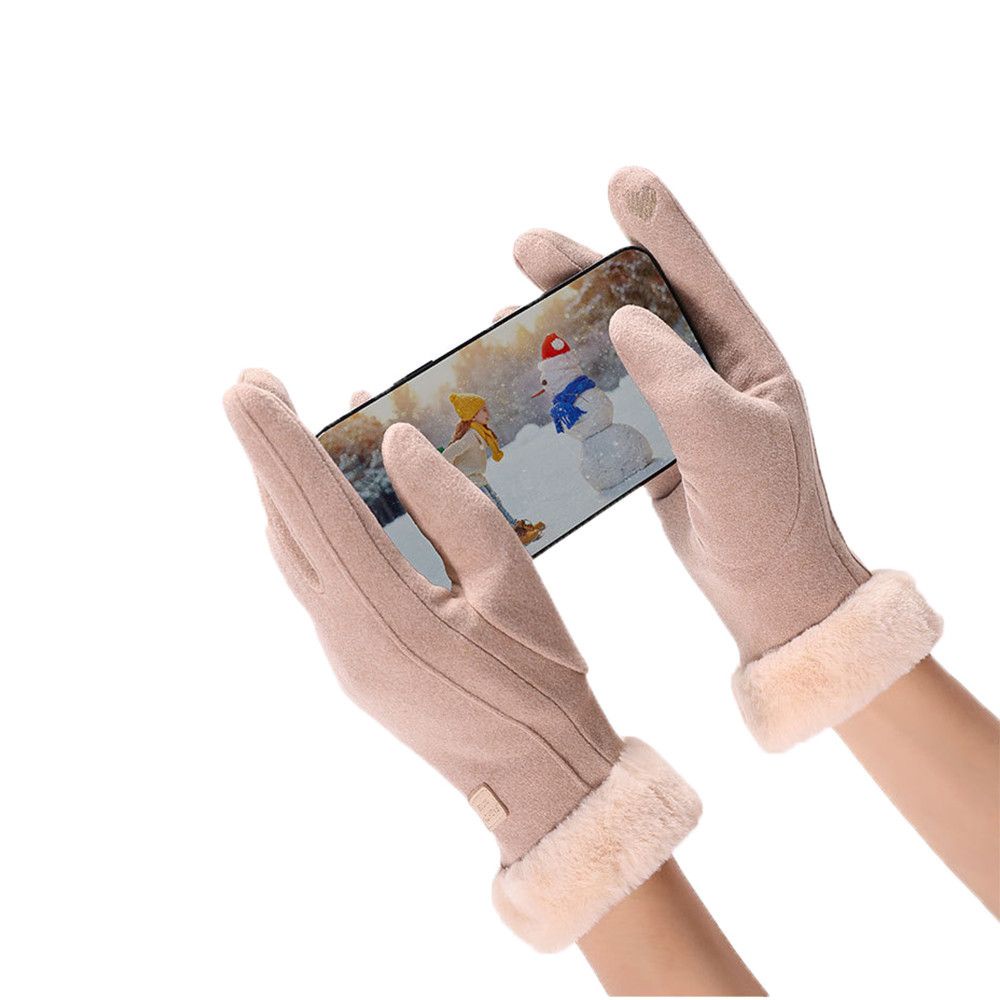 Đôi găng tay vải lông nhung dày giữ ấm nhiều màu sắc tùy chọn thời trang dành cho nữ