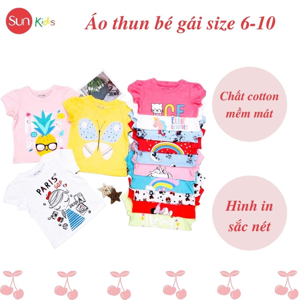 Áo thun cho bé gái, áo phông bé gái chất cotton mềm mát, size 6 - 10 tuổi - SUNKIDS