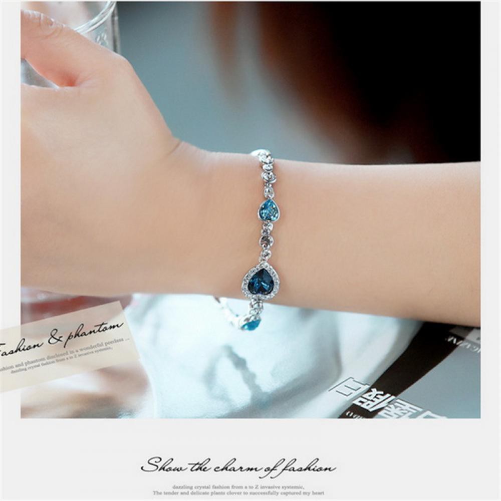 Vòng tay hợp kim đính đá hình trái tim thanh lịch cho nữ | BigBuy360 - bigbuy360.vn