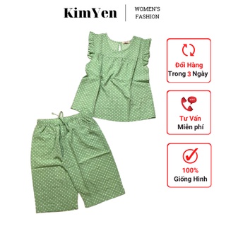 Bộ lững vải lụa tay cánh tiên mặc nhà mịn mát