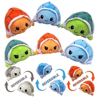 Multi-color optional 2-sided emotion-switching stuffed turtle
