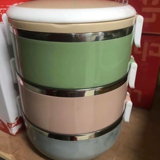 Cặp lồng đựng cơm lúa mạch 3 tầng ruột inox