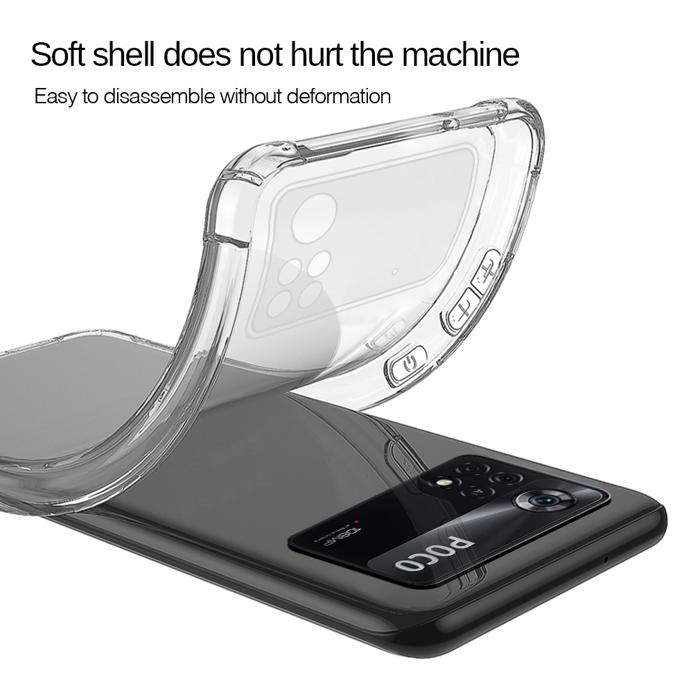 Ốp điện thoại LENUO silicone trong suốt có túi khí chống sốc cho Xiaomi Poco X3 Pro X3 NFC M4 Pro F3 M3 Pro X4 Pro 5G