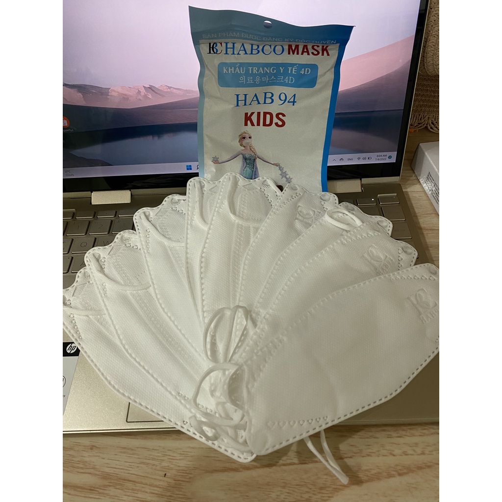 [Sét 10 chiếc] khẩu trang 3D trẻ em KF94 HABCO MASK 4 lớp chống bụi kháng khuẩn thời trang cho bé