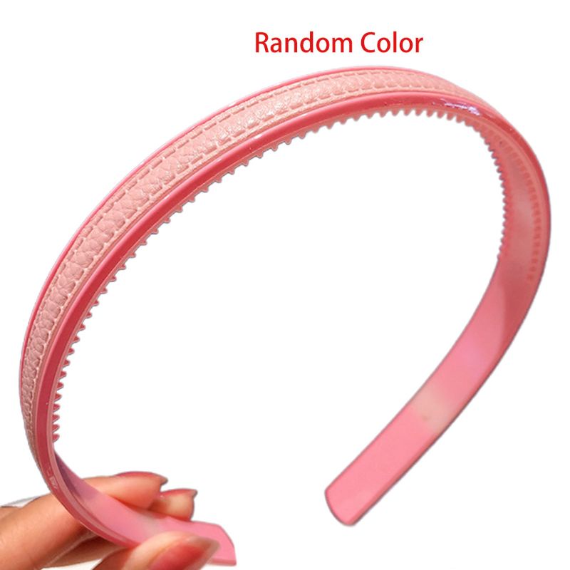Băng Đô Cài Tóc Giả Da Bản Rộng Chống Trượt Màu Kẹo Macaron Phong Cách Hàn Quốc