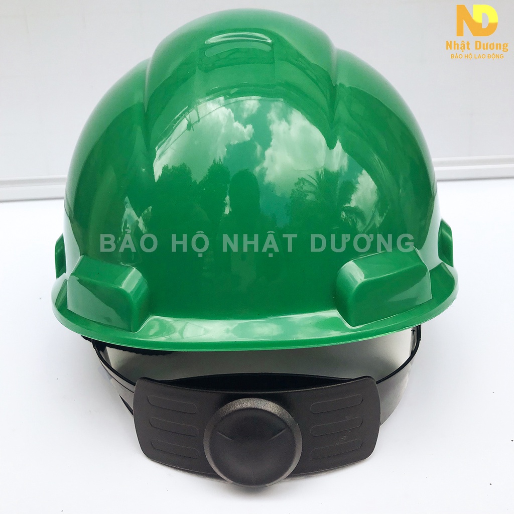 Mũ bảo hộ lao động khóa vặn màu xanh lá có lót xốp N08, Nón bảo hộ lao động Nhật Dương