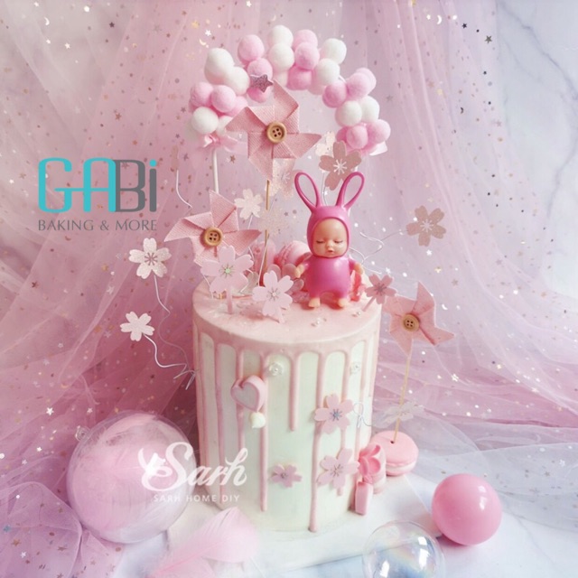 Topper cổng bông trang trí bánh