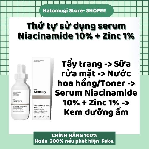 Serum trắng da mờ thâm [Trắng da 100%-Hàng Auth] Bill Anh Tinh chất The Ordinary Niacinamide 10% + Zinc 1%