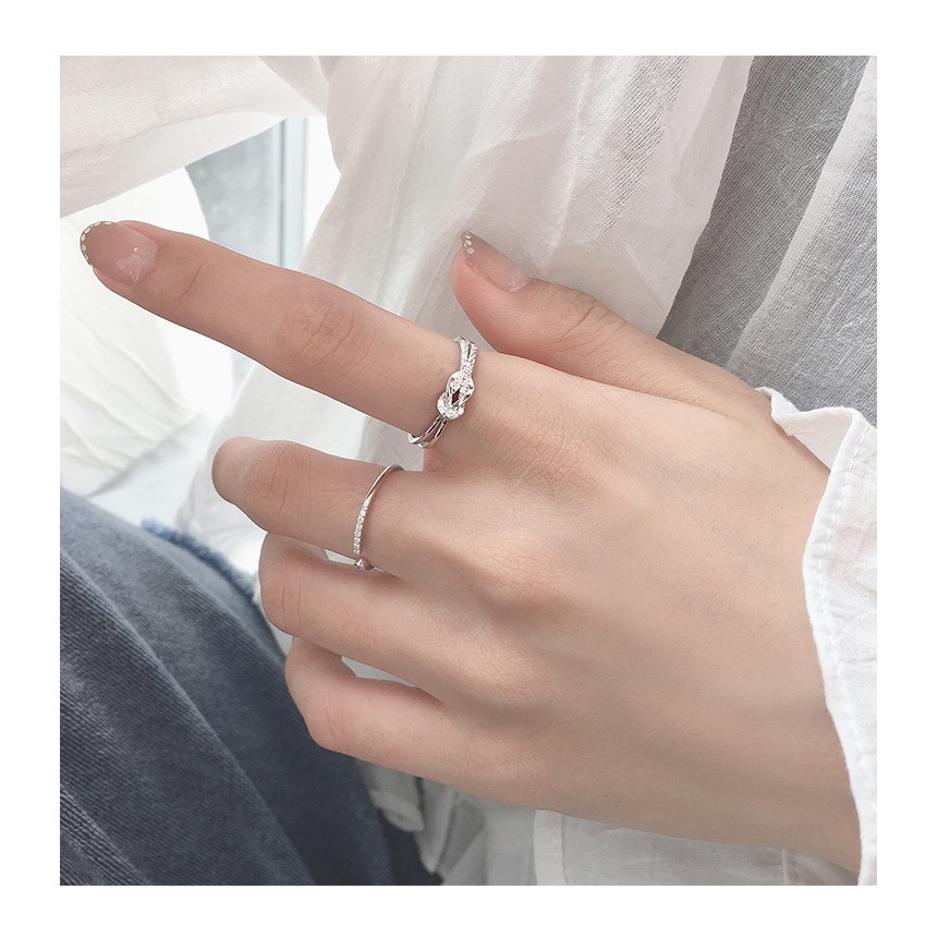 Nhẫn bạc 925 sterling bạc nữ pavé kim cương
