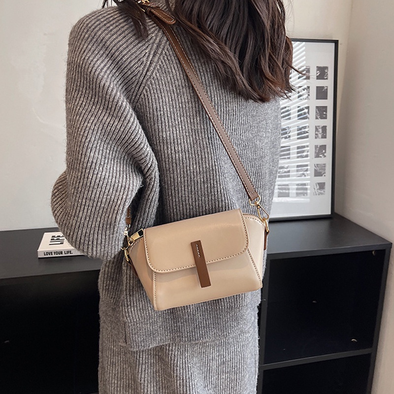 Túi Đeo Chéo Hình Vuông Nhỏ Màu Đen Có Khóa Kéo Phong Cách retro Cho Nữ