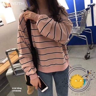 Áo kẻ hồng bo gấu -kt