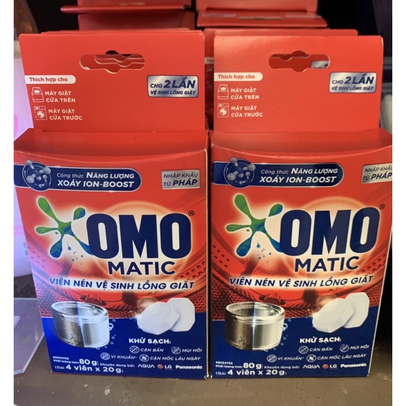 Viên Nén Vệ Sinh Lồng Máy Giặt Omo Matic 80Gr (Hộp 4 Viên x 20Gr)