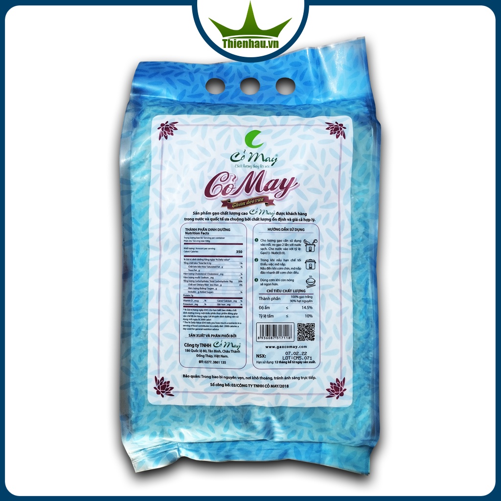 Gạo Cỏ May túi 5kg - gạo thơm cơm dẻo vừa