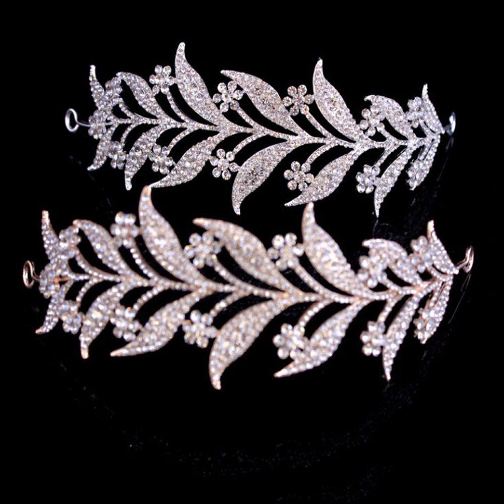 Kẹp Tóc Trang Trí Hình Chiếc Lá Thời Trang Cho Cô Dâu|Vương Miện Hợp Kim Phong Cách Hàn Quốc