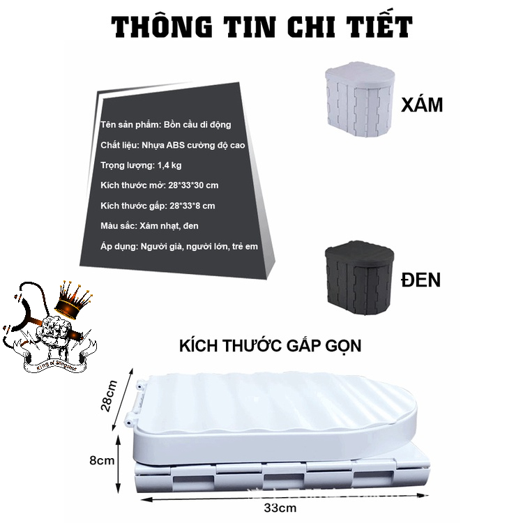 Bồn cầu di động dã ngoại, bồn cầu cắm trại gấp gọn đi vệ sinh cỡ lớn, rất tiện dụng khi đi du lịch và dã ngoại -DCP14